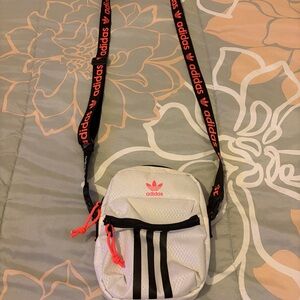 Adidas White Belt Bag with Black and Red Details